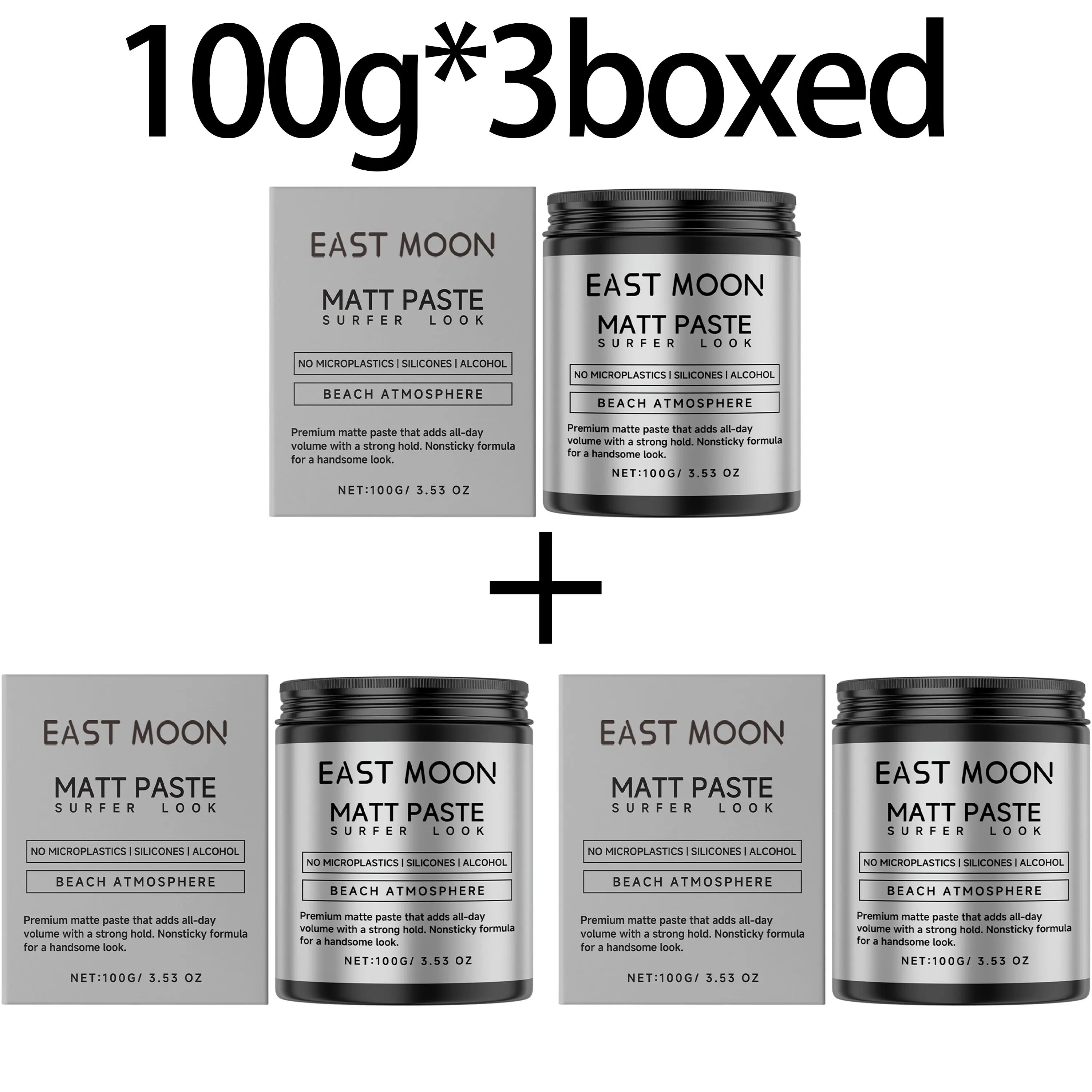 East Moon Matte Hair Styling Cream – Anti-Frizz Volume Paste Matte Hair Styling Cream Oasis Select 100g X 3boxed