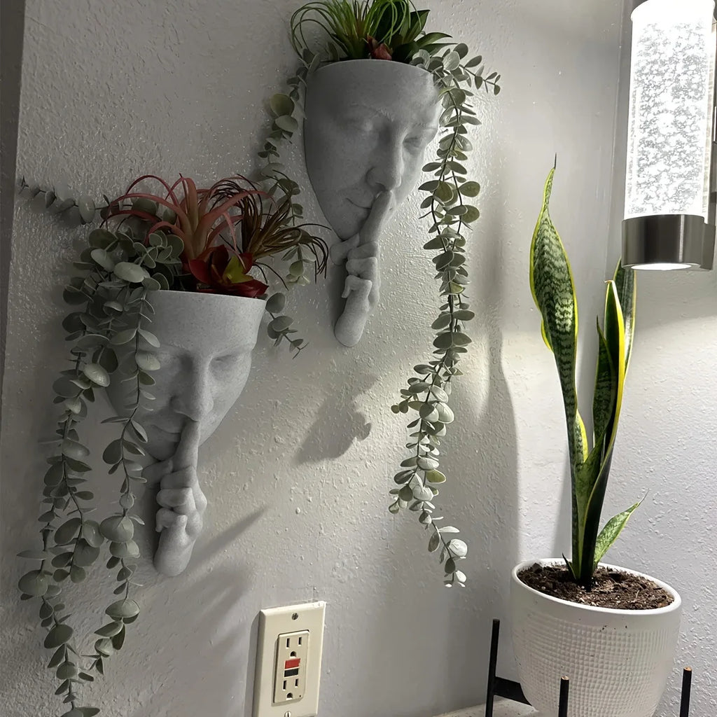Creative Artistic Face Shaped Wall Planter Retro Human Profile Flowerpots Succulent/Plant Pot for Wall Decor Balcony Living Room Oasis Select