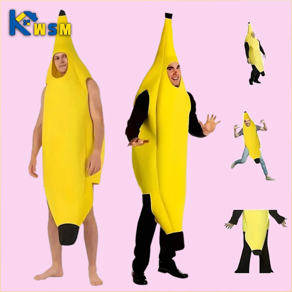 Kids Halloween Banana Costume Fruit Outfit Stage Performance Clothes Parent Child Matching Kindergarten Role Play Decoration Oasis Select