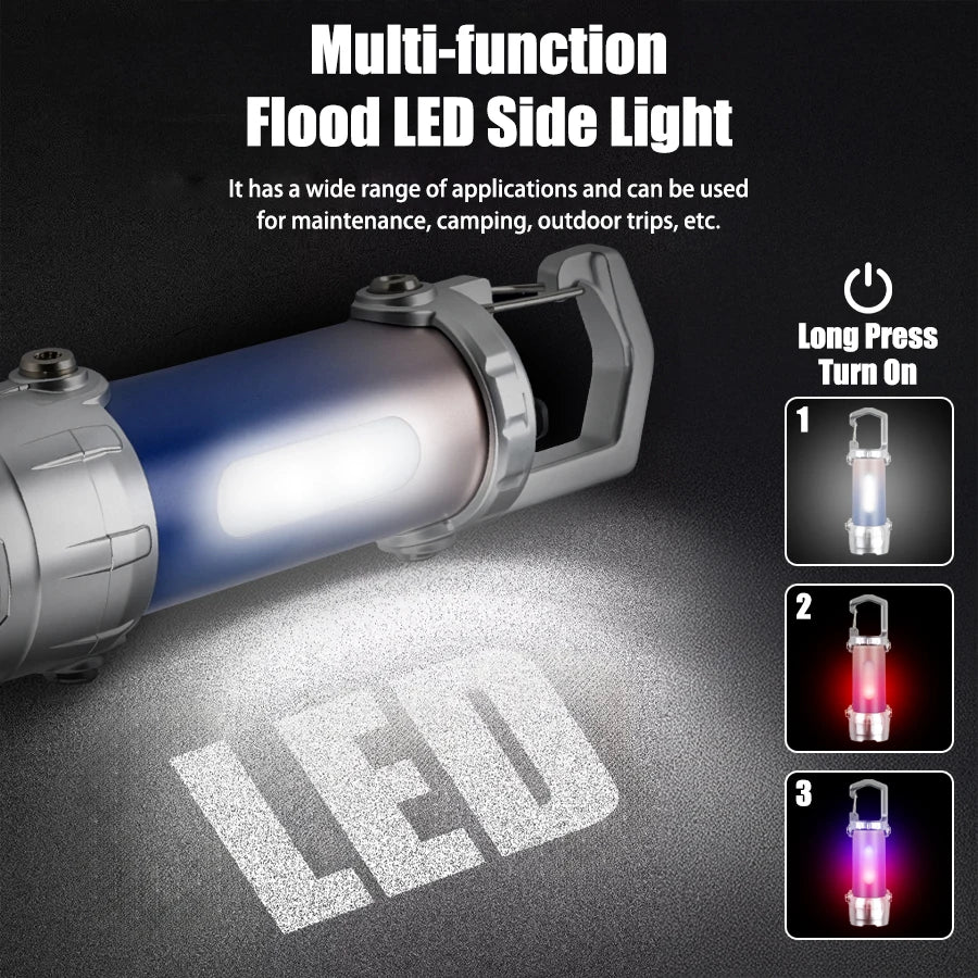 Mini COB Keychain Flashlight USB-C Rechargeable | Red Blue Strobe