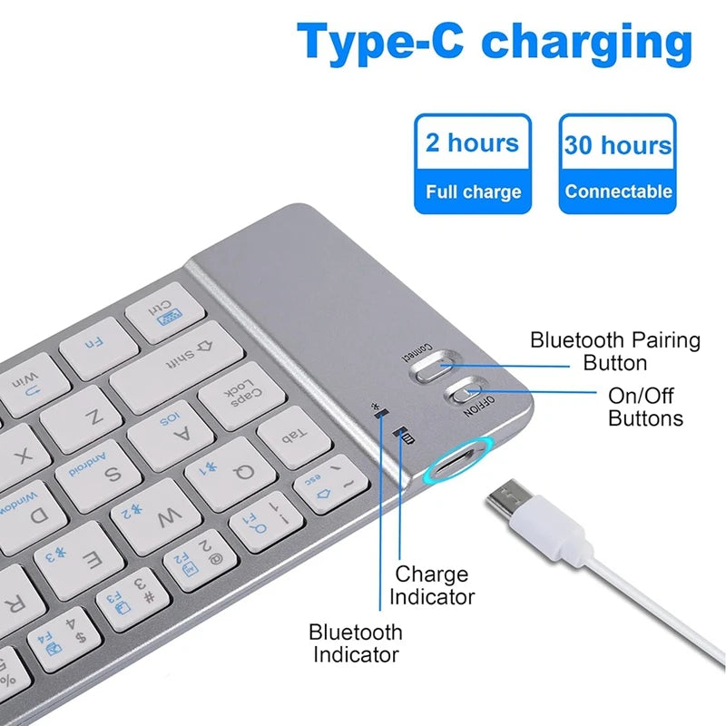 WISH Foldable Mini Bluetooth Keyboard. Portable Ultra-Thin Multi-Device Wireless Keyboard. 66-Key Rechargeable Keyboard Oasis Select