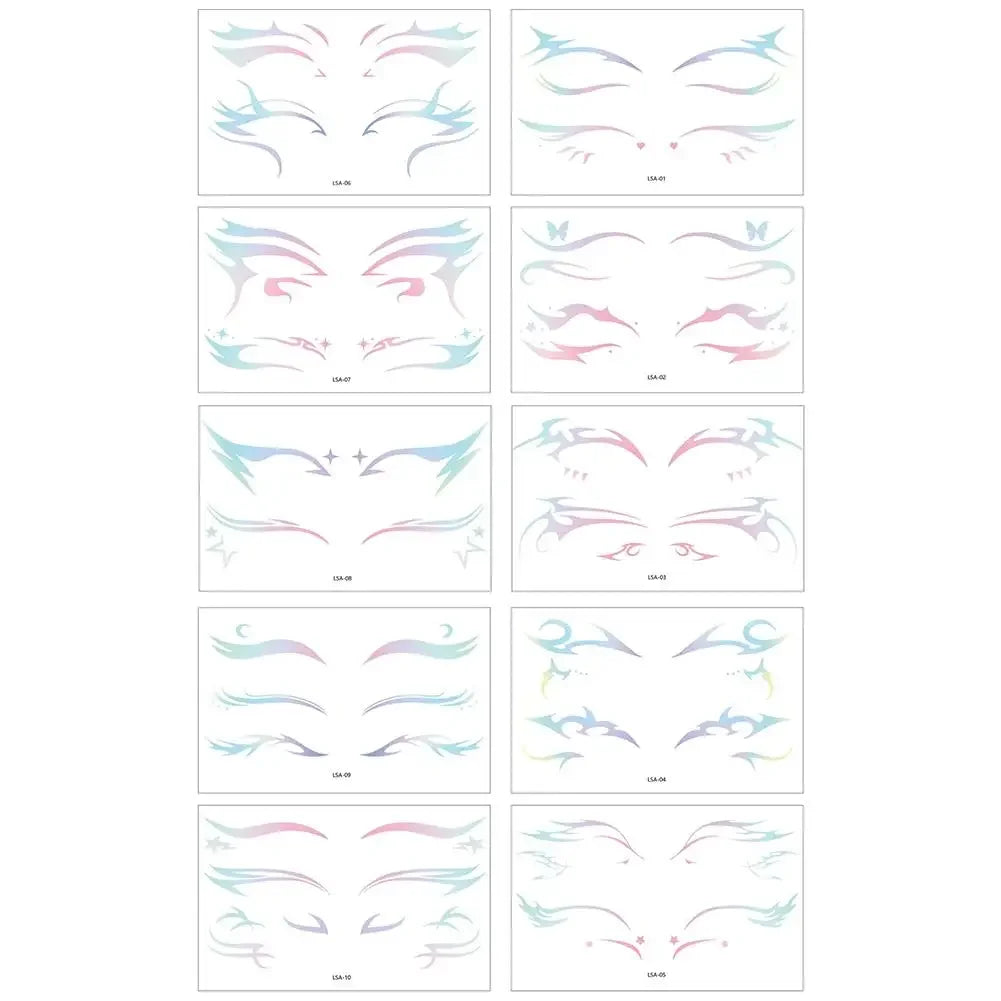 Laser Face Stickers Tattoo Waterproof Temporary Tattoo Eye Decal Glitter Makeup Sticker For Women Party Dance Music Festiva L6E3 Oasis Select A CN