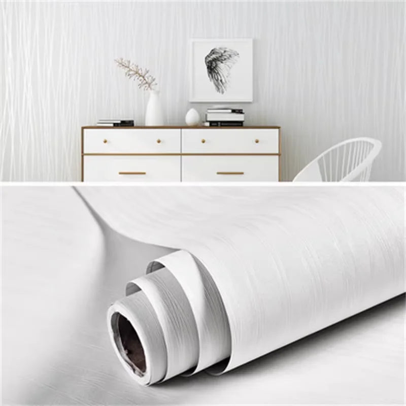 PVC Wood Grain Self-Adhesive Wallpaper Black White Solid Color 55cm Suitable For Wardrobes Kitchen Furniture And Wall Decoration Oasis Select