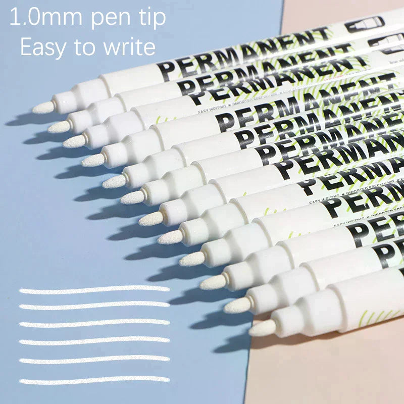 2Pcs 1.0mm White Permanent Marker Pens Deep Hole Marker For Wood Rock Plastic Leather Glass Stone Metal Art Marker Oasis Select