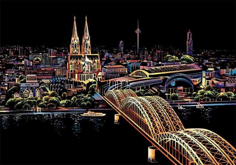 Scratch Painting Paper ,City Series Night Scene,Scratch Painting Creative Gift,Scratch board for Adult and Kids,with 4 Tools Oasis Select Clone Church