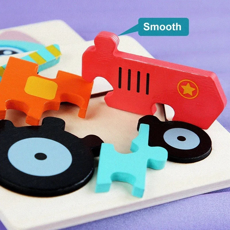 Wooden Puzzle Montessori Animals Carton Colorful Learning Education Toys Tangram Jigzaw Cognitive Wood For Children Kids Gift Oasis Select