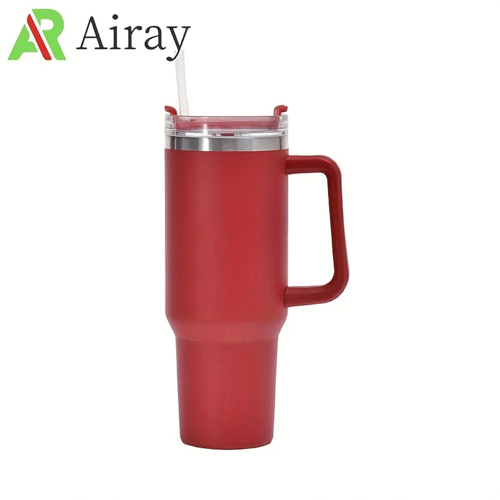 40oz Tumbler Vacuum Insulated Thermos Custom Travel Cup Stainless Steel Water Bottle Coffee Mugs With Handle Outdoor Drinkware Oasis Select Red 1-1.5L