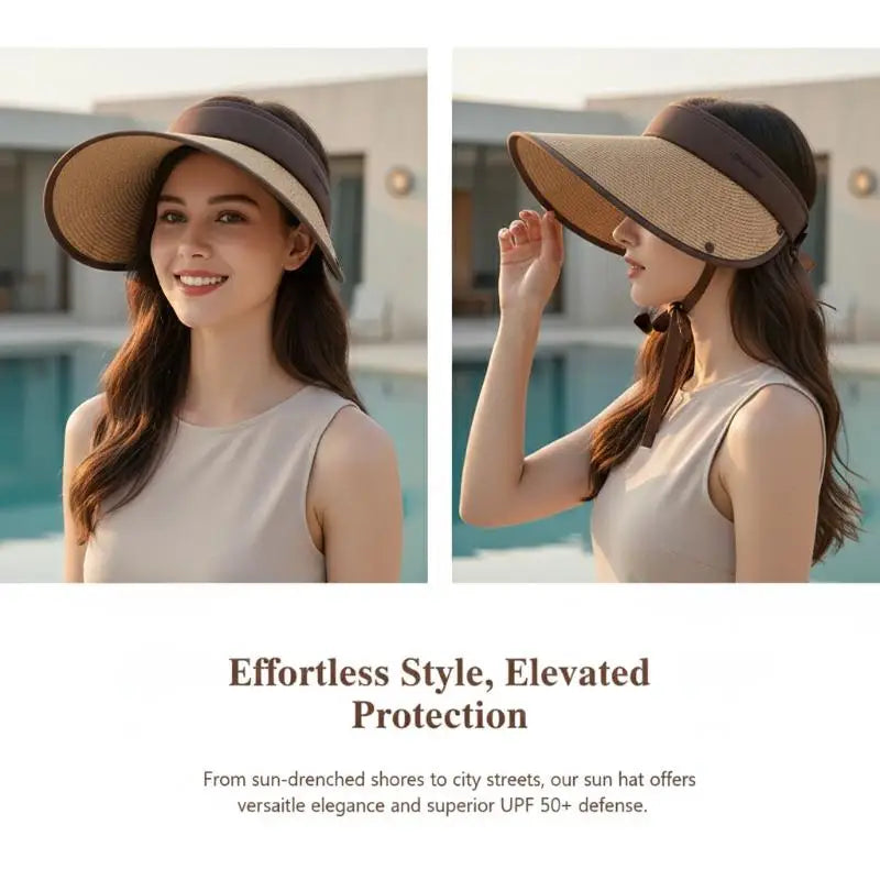Foldable Sun Visor Hat Women gorros para el sol de mujer sombrero gorra Summer Anti-UV Travel Headwear 차단/모자햇빛가리개 Oasis Select