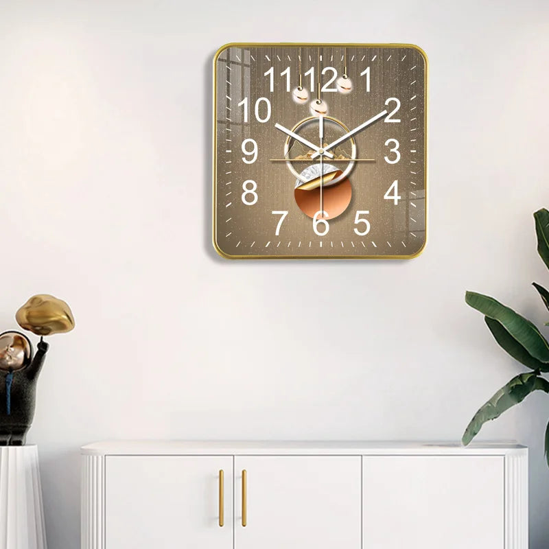 New Square Wall Clock Modern Fashion Light Luxury Wall Clock Mute Living Room Bedroom Quartz Clock Oasis Select 3 28.5cm X 28.5cm