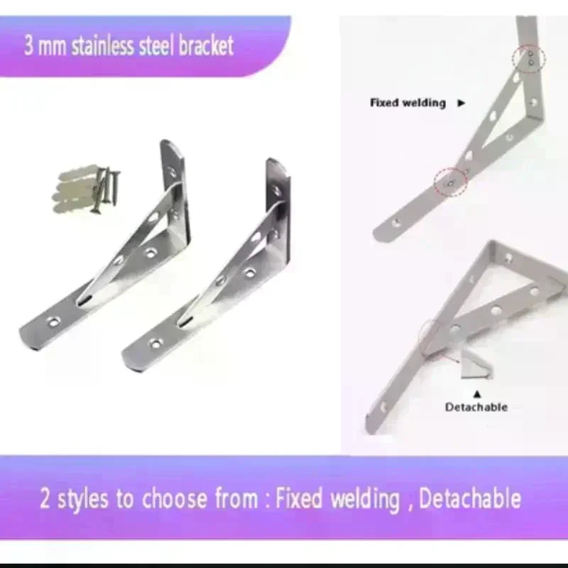 2-Pack Heavy-Duty Stainless Steel L-Shape Wall Angle Brackets