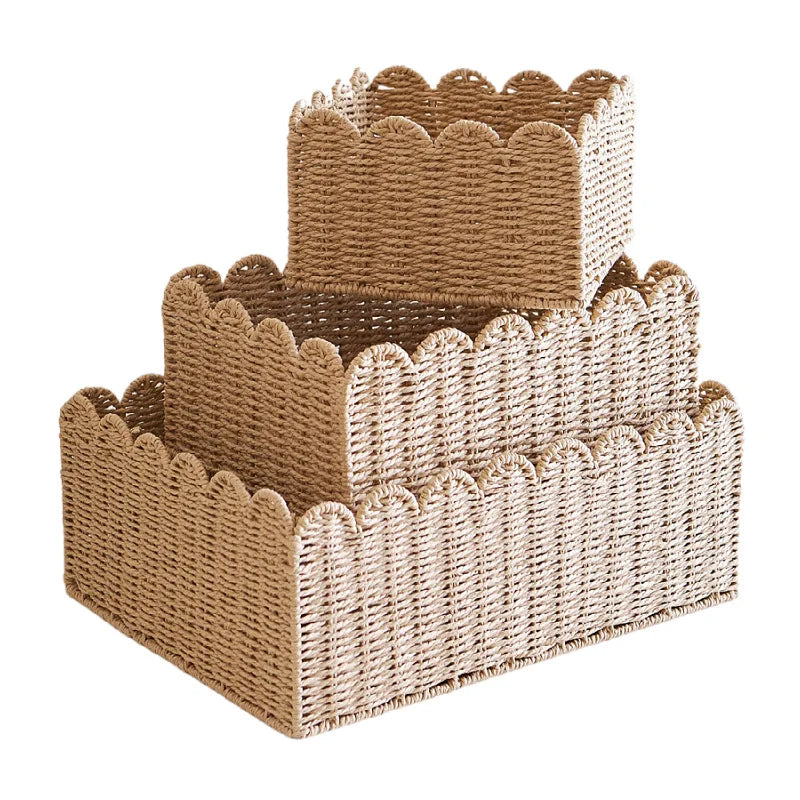 Paper Rope Woven Storage Basket Large Capacity Household Clothes Sundries Desktop Snacks Toys Tidy Kitchen Storage Basket Oasis Select