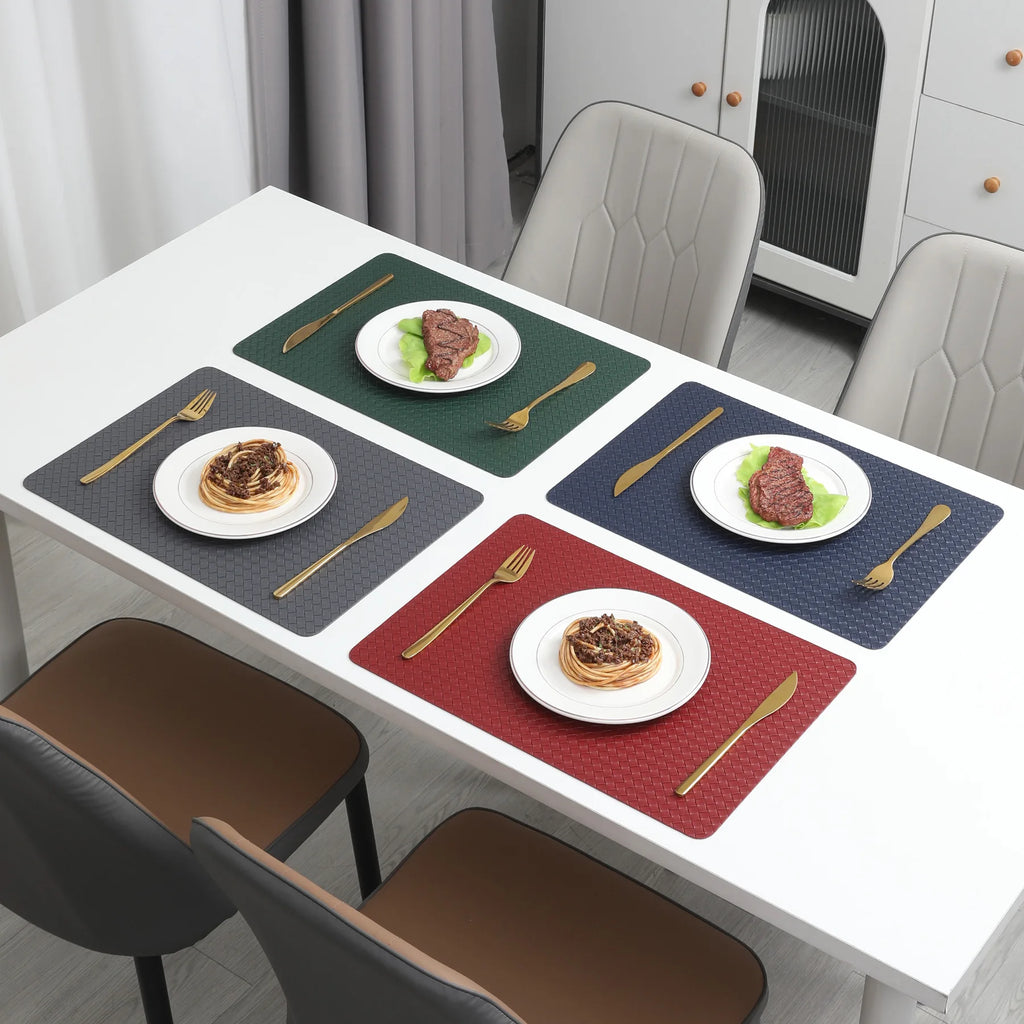 Nordic-style Double-sided Woven Leather Placemats Table Heat Insulation Pads and Home Heat-resistant Table Pads Oasis Select