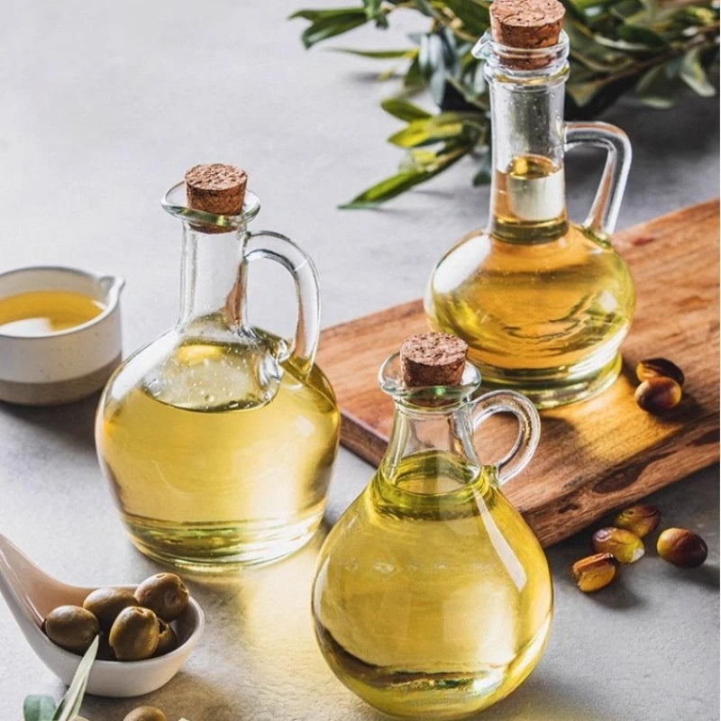 Glass Oil Pot European Style with Handle Oil Bottle Seasoning Bottle Household Kitchen Storage Supplies Oasis Select