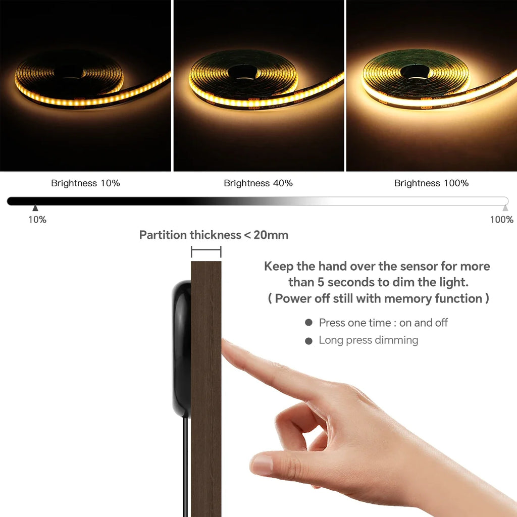 12V Dimming Touch Sensor Wall Lights Black PCB LED Lamp for Indoor Popular Acoustic Grille Panel Ambinet Decor Lighting Closet Oasis Select