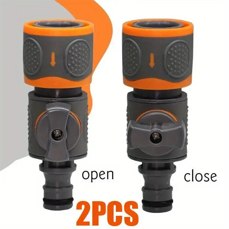 Quick Connect Garden Hose Adapter with Shut-Off Valve - Fit for 1/2", 3/8", 1/4", & 3/4" Hoses Ideal for Lawns Gardens Car Wash Oasis Select SGLJQ-2PCS