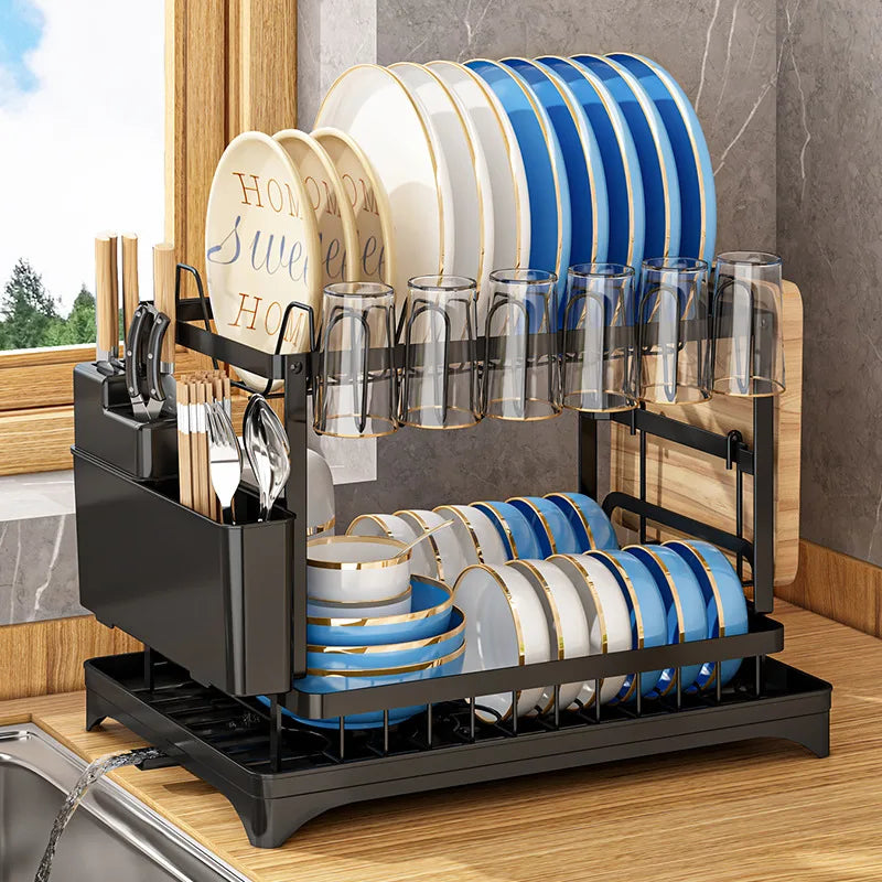 Kitchen Bowl Rack Drain Rack Household Shelf Multifunctional Dishes Storage Box Cupboard Oasis Select