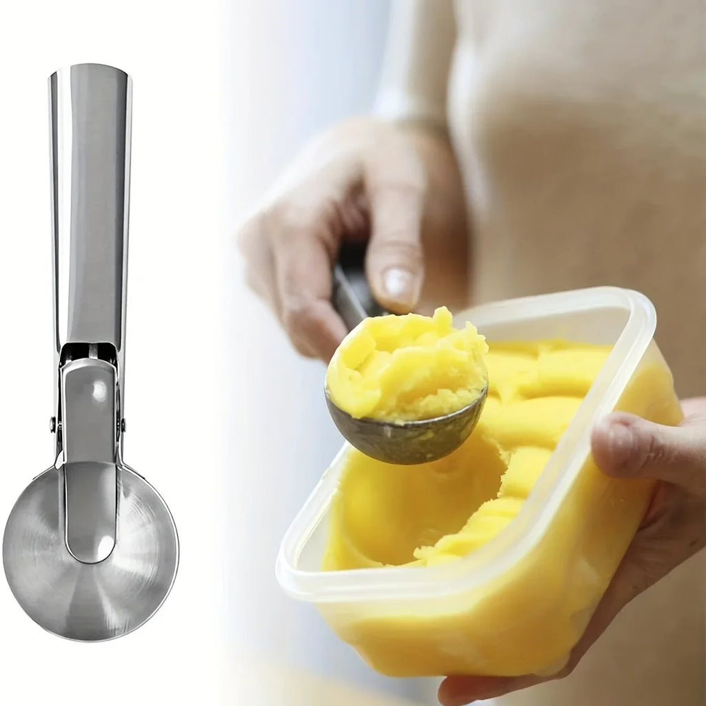 Multifunctional Ice Cream Scoops Stainless Steel Dual-Purpose Scoop Fruit Watermelon Spoon Ball Scoop Household Ice Cream Tools Oasis Select