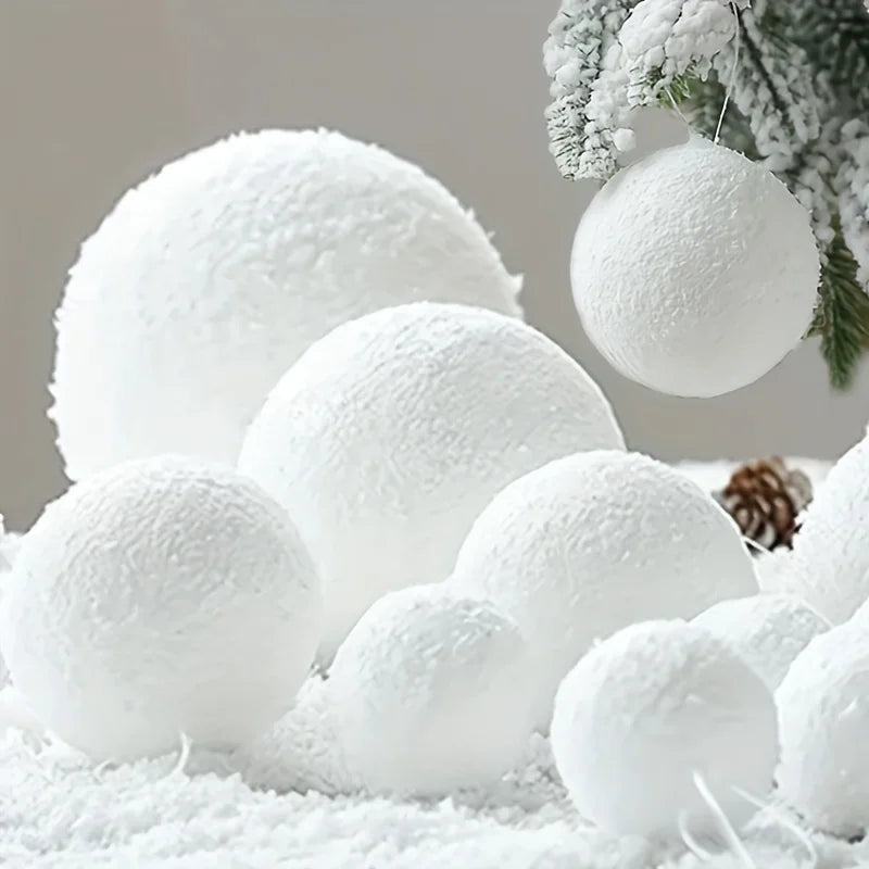 6pcs White Foam Christmas Ornaments - Elegant Hanging Snowball Decorations for Xmas Tree, Winter Parties, and Holiday Home Decor Oasis Select