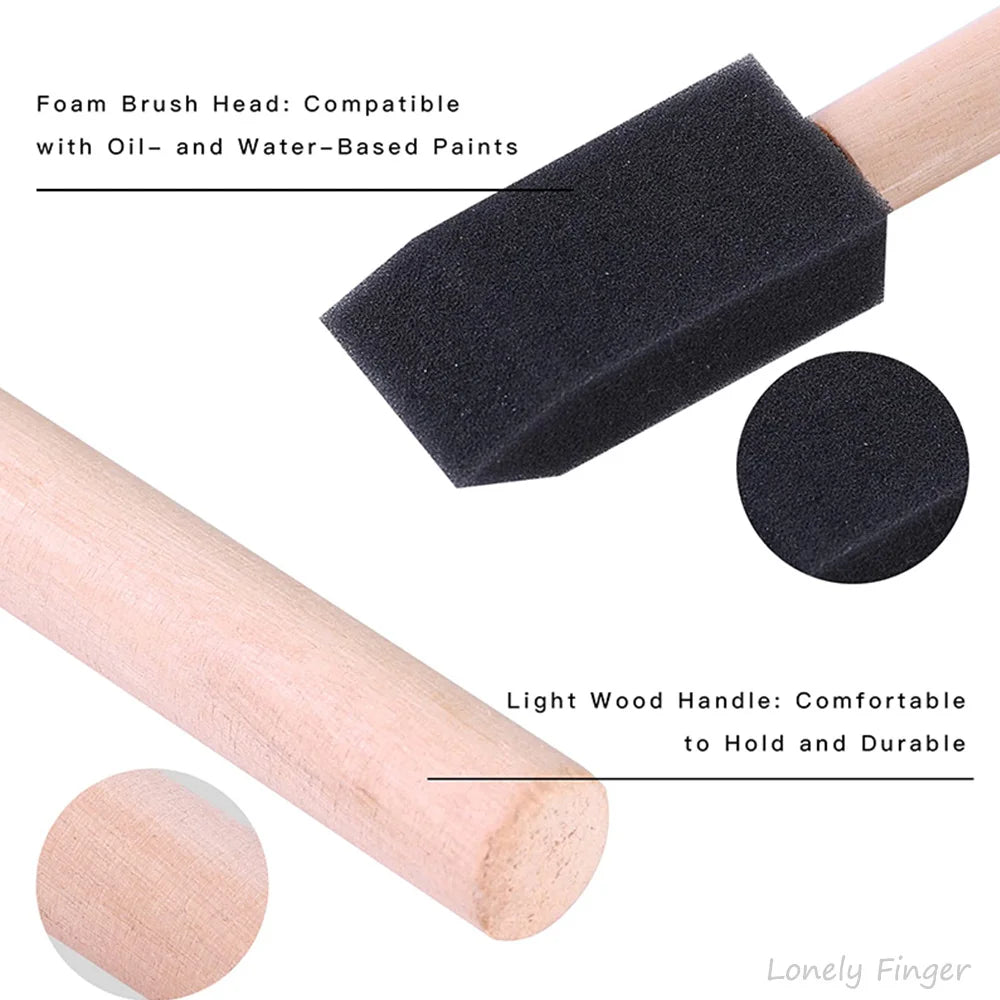 12Pcs Foam Brush Painting Sponge Tool with Handle Wood Grip Lightweight DIY Sponge Paint Pens for Acrylics Painting DIY Crafts Oasis Select