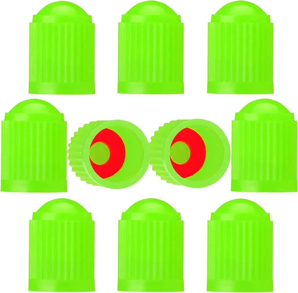 Tire Stem Valve Caps Tyre Valve Caps with O Seal Ring, Universal Stem Dust Covers for SUV, Cars, Bike, Motorcycles, Trucks Oasis Select Green-10Pcs