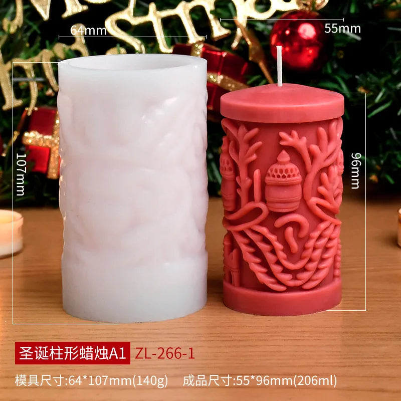 Christmas cylinder aromatherapy candle silicone mold DIY handmade Christmas gift diffuser stone mold Oasis Select A1 ZL-266-1