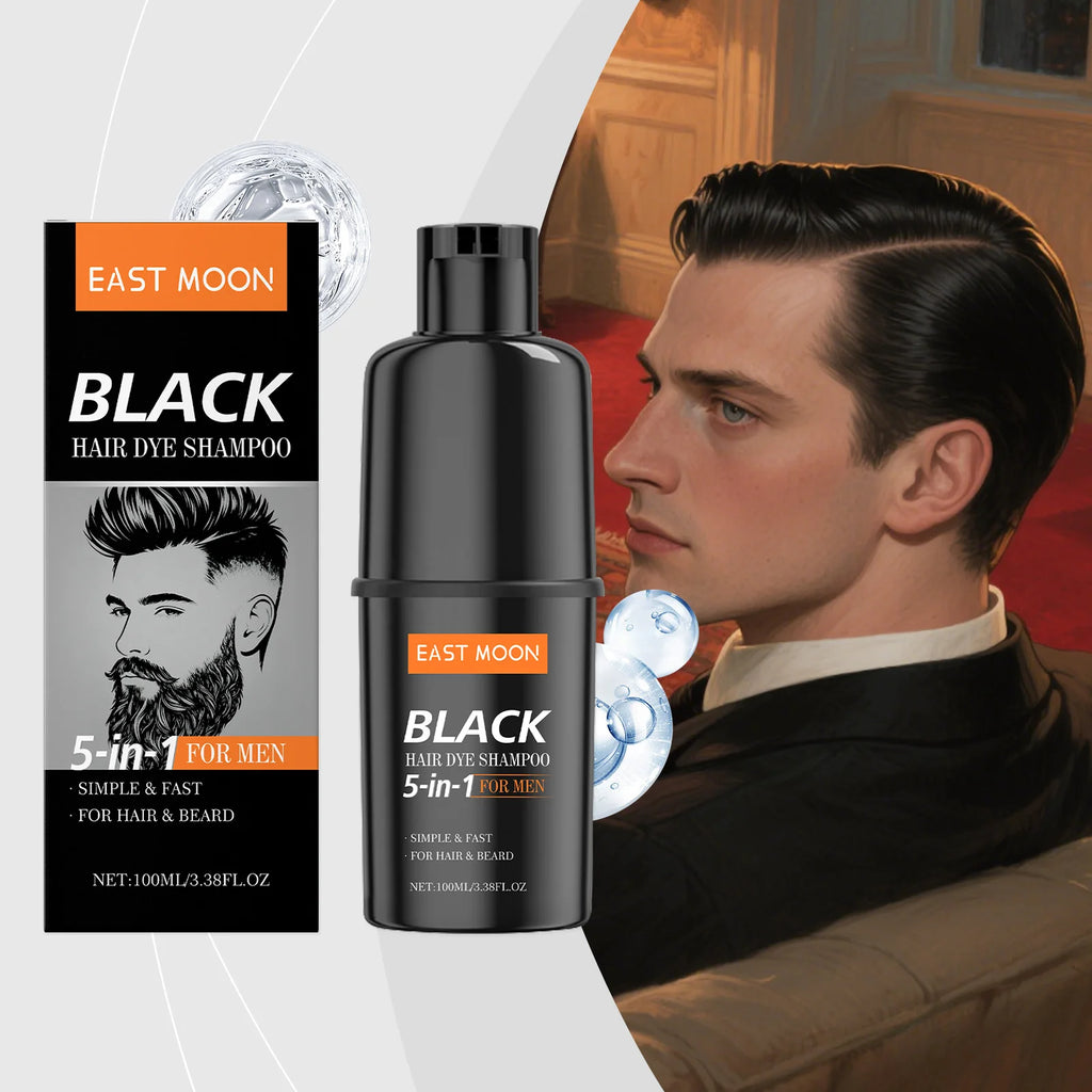 East Moon Black Men's Hair Shampoo – Gray Coverage & Shine Hair Color Shampoo Oasis Select