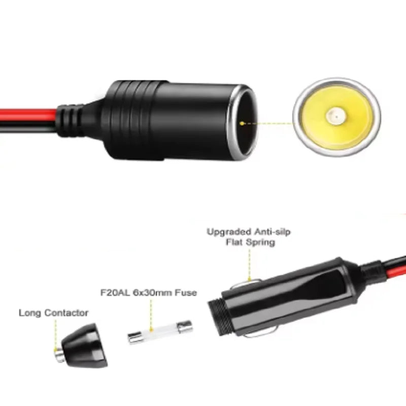3.6m Car Power Cable Extender 12V 24V Car Cigarette Lighter Extension Cord Socket Female Plug Auto Charger Cable with 15A Fuse Oasis Select