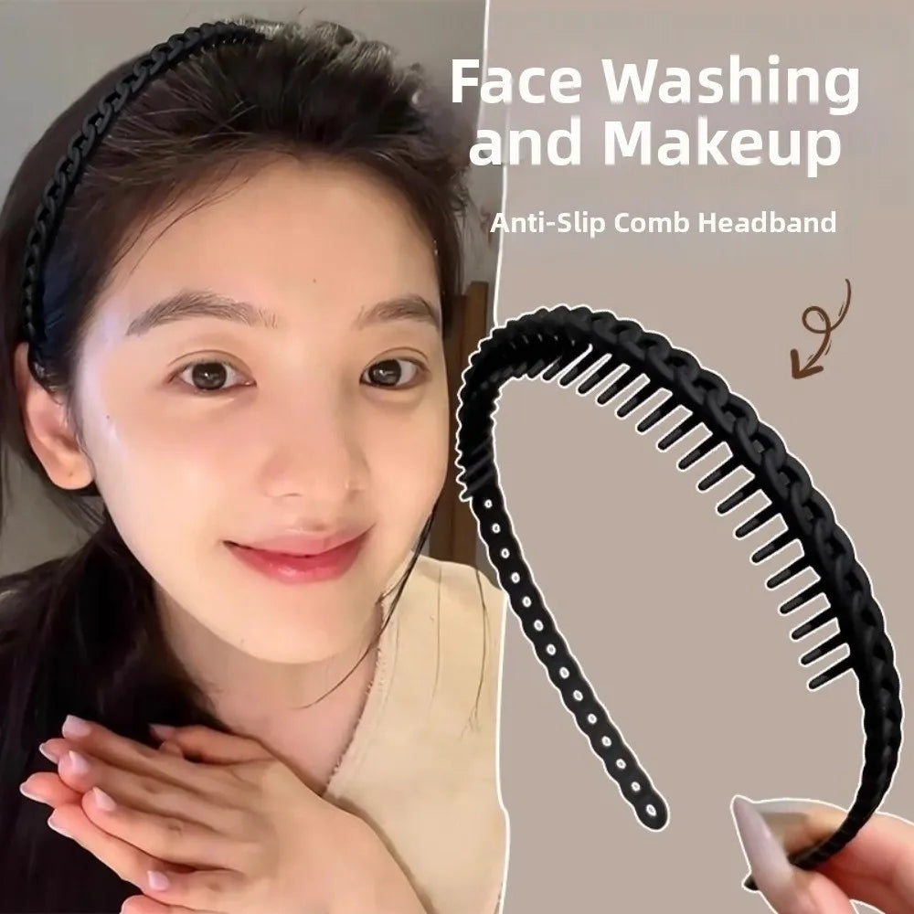 Frosted Texture Anti Slip Headbands Toothed Design Thin Braided Frosted Headbands Anti-Slip Teeth Multicolor Wave Oasis Select