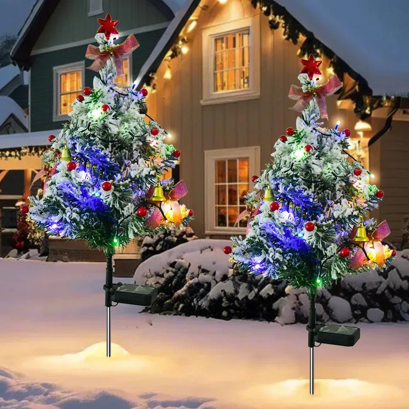 Led Solar Waterproof Christmas Tree Lawn Light Outdoor Snowflake Christmas Tree Ground Lamp Courtyard Garden Decorative Light Oasis Select