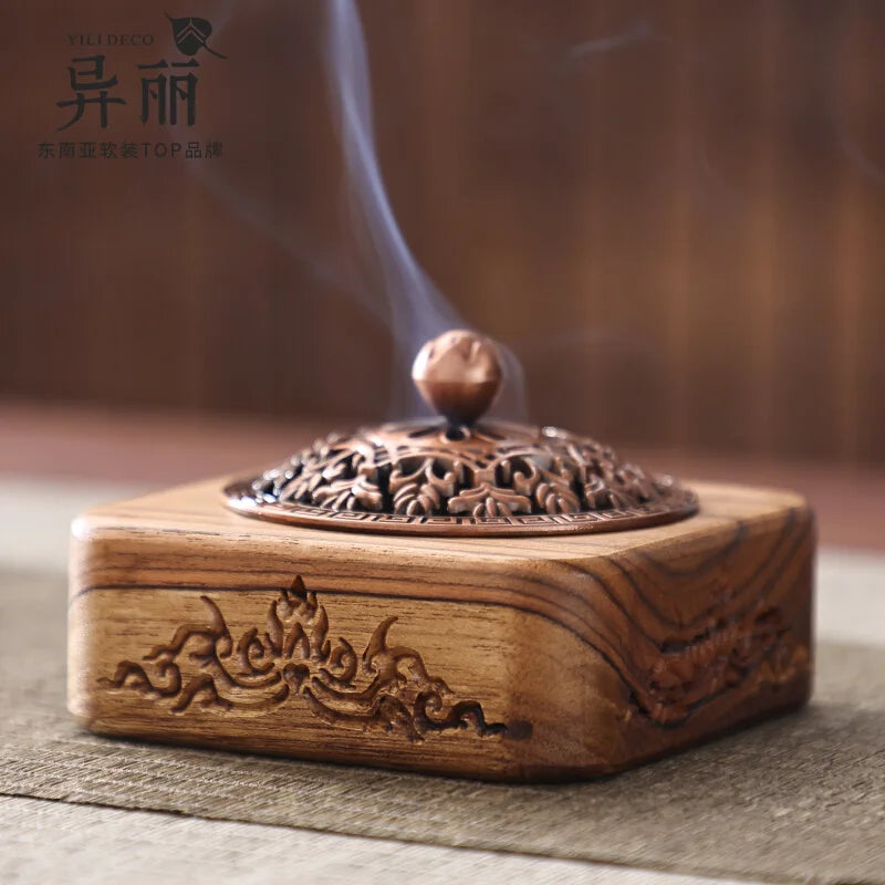 Chinese Solid Wood Incense Burner Household Indoor Incense Burner Zen Thread Incense Burner Oasis Select