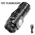 MINI High Power LED Flashlight Built-in Battery Rechargeable with Pen Clip Torch Outdoor Waterproof Camping Emergency Lantern Oasis Select Black