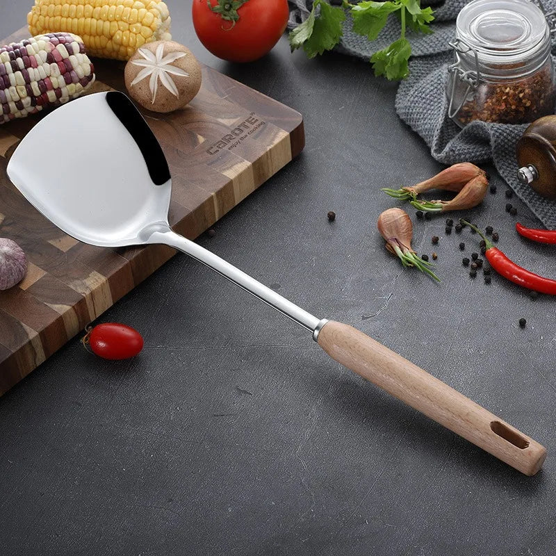 6-Piece Wooden Handle Stainless Steel Kitchen Utensil Set Kitchen Utensil Set Oasis Select 01