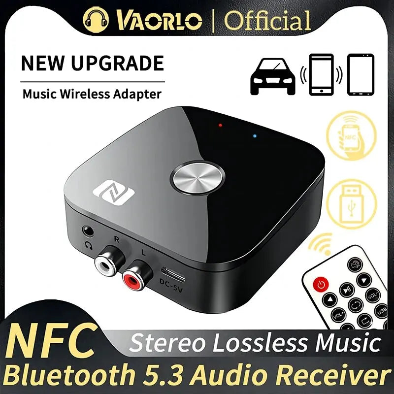 NFC Bluetooth 5.3 Audio Receiver 3.5mm AUX R/L RCA Stereo HIFI Music Wireless Adapter With Mic USB U-Disk Play Remote Control Oasis Select