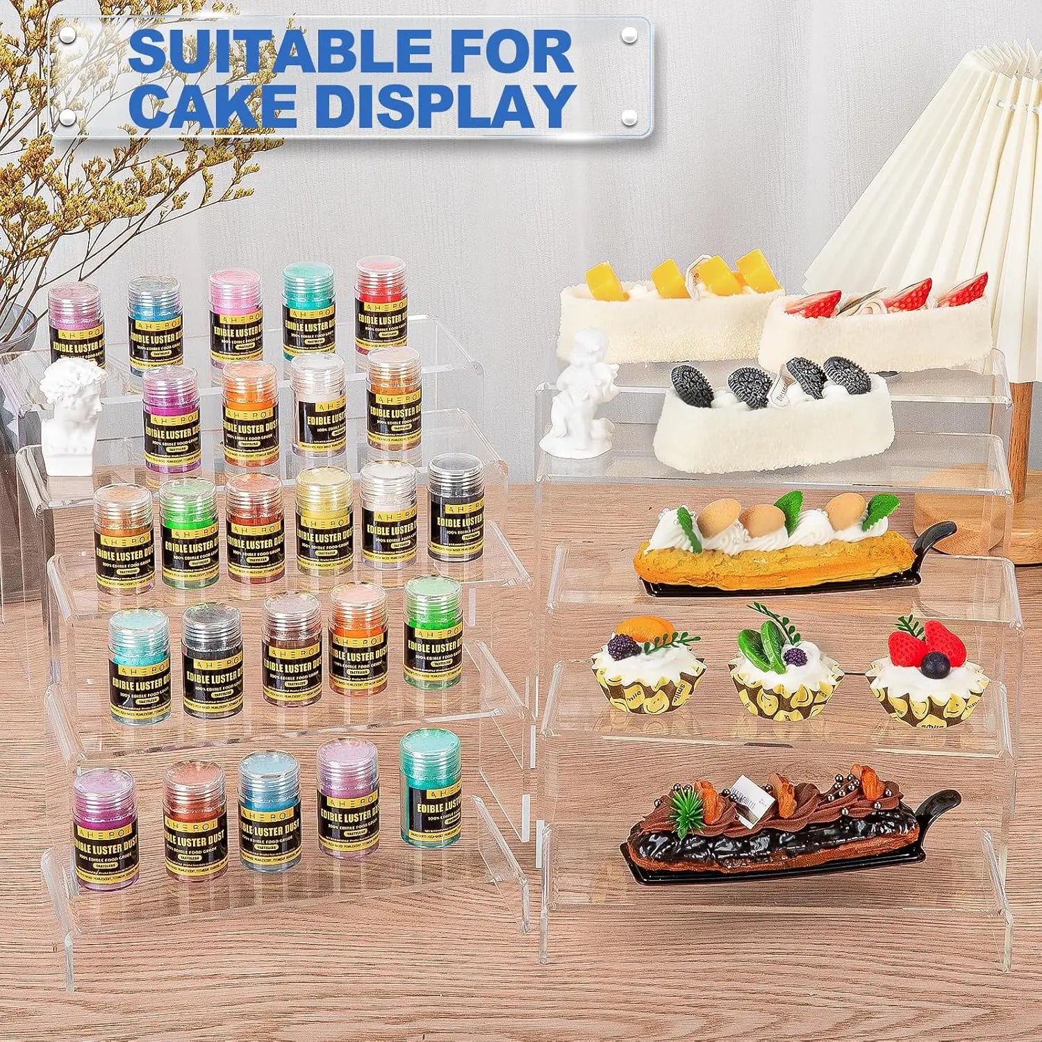 Clear Acrylic Display Risers – Set of 5, 8 or 10 Stands