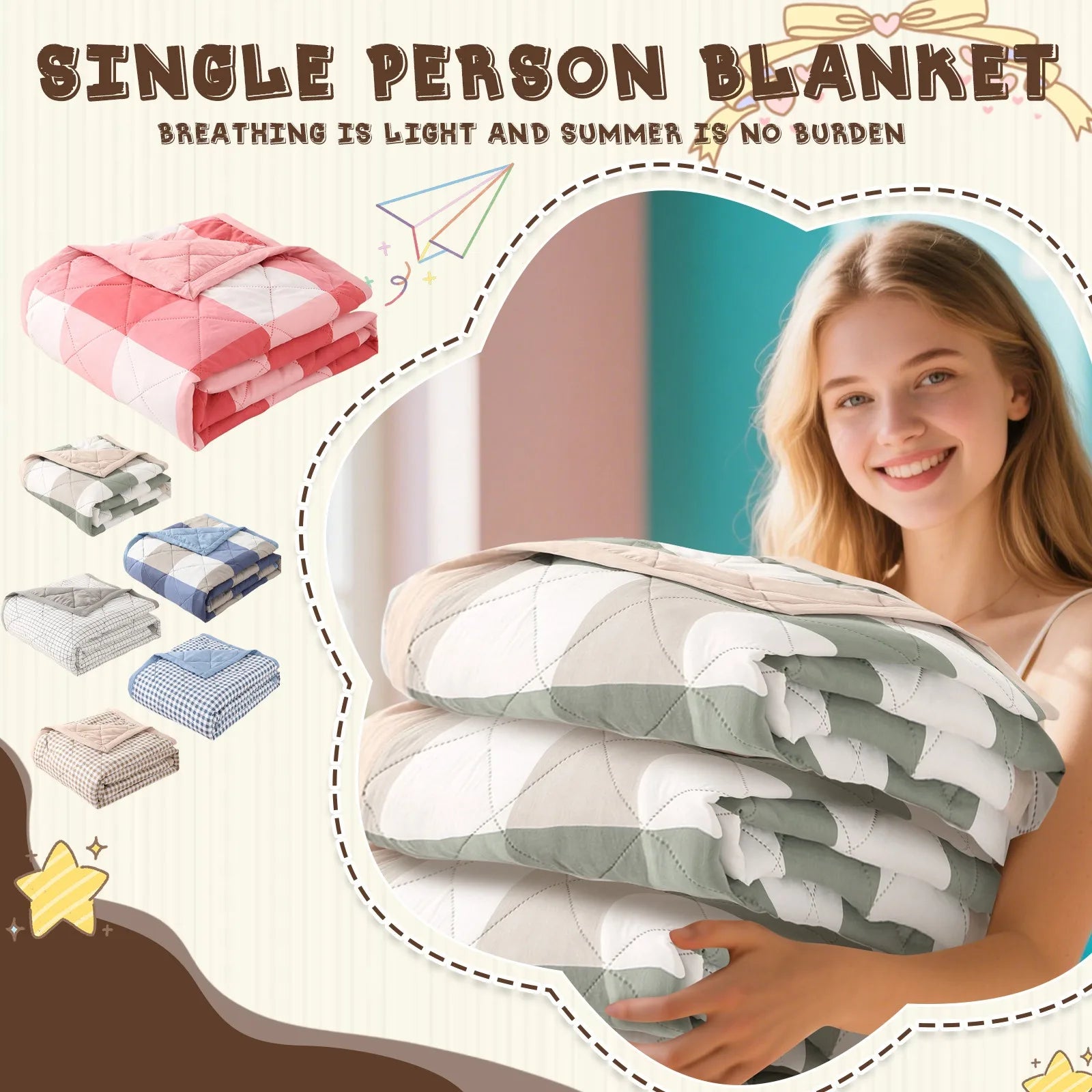 Summer Thin Comforter Soft Air-Conditioned Four Season Comforter Machine Washable Single Double Blanket Ultrasonic Quilted Quilt Oasis Select
