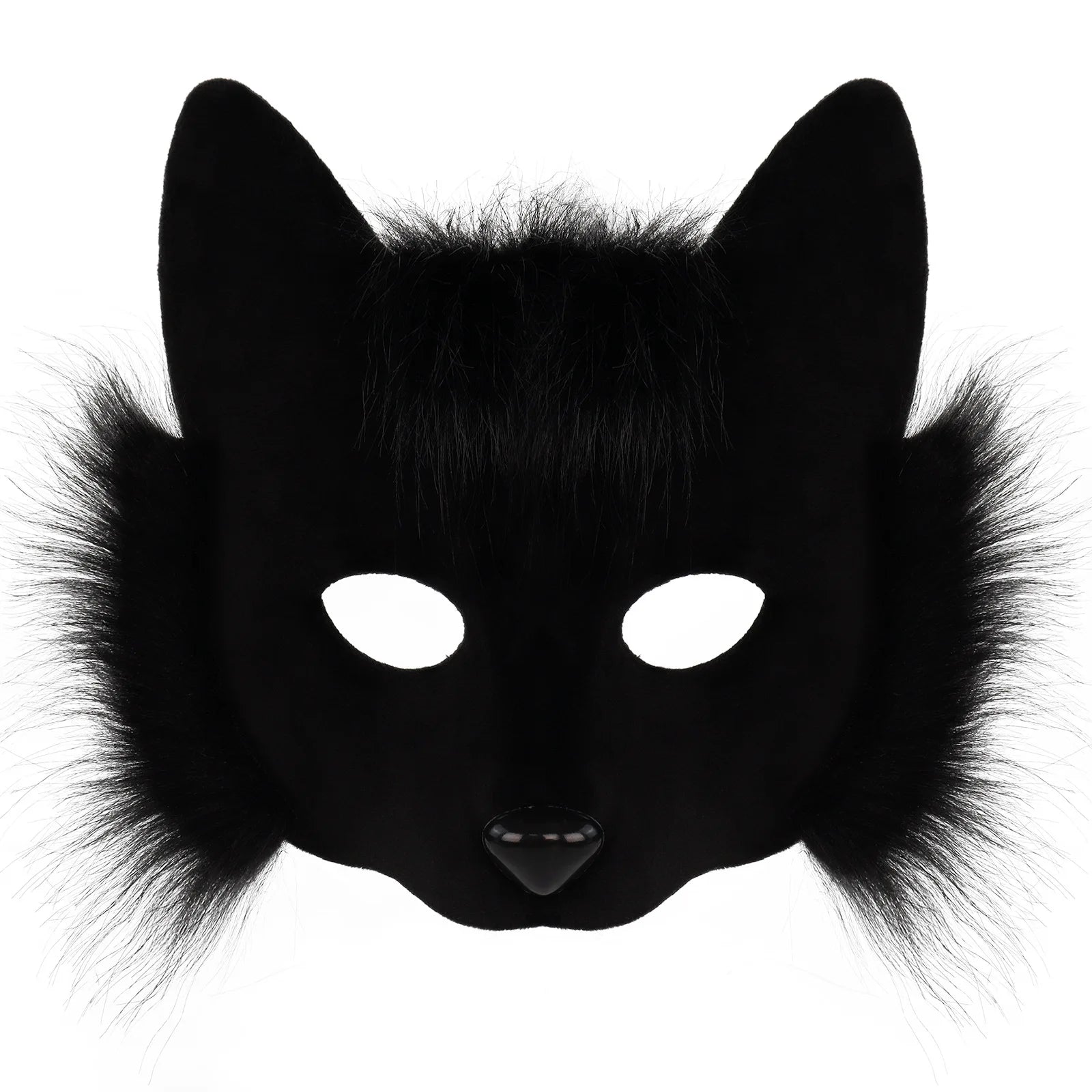 Trendy Animal Half Face Masks Fox Cat Mask Costumes Props for Halloween Cosplay Party Oasis Select Black 2