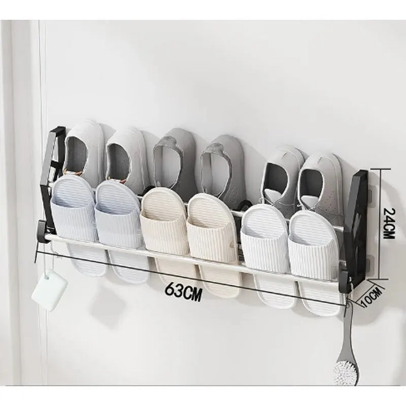 Wall-Mounted No-Drill Shoe Rack – Multi-Layer Slipper Organizer