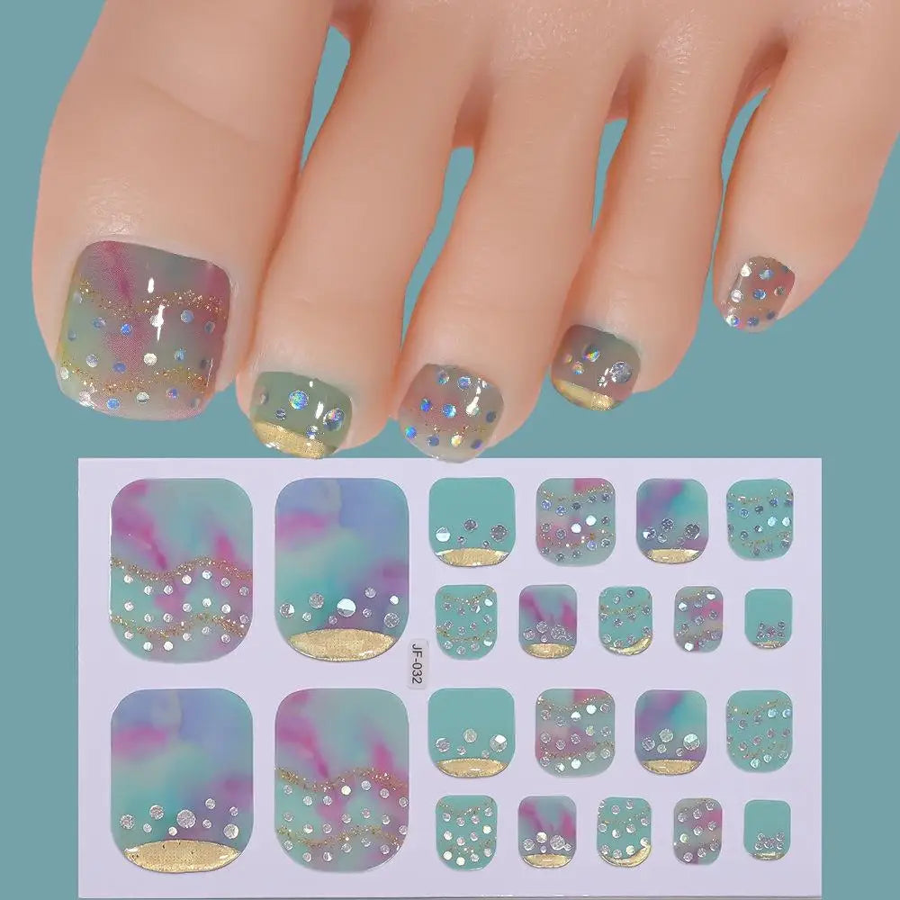 Glitter Toenail Stickers – 22 Tips Full Wrap Nail Decals Nail Art Stickers Oasis Select B