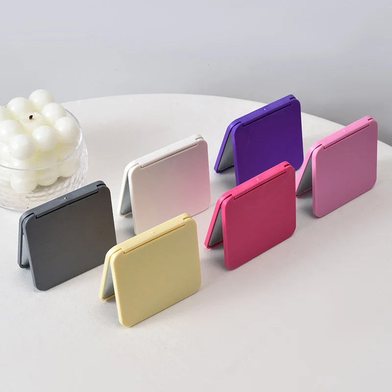 2-Face Makeup Mirror Square Portable Cute Girl'S Gift Hand Mini Mirror Pocket Double-Sided Makeup Mirror Compact Multiple Colors Oasis Select