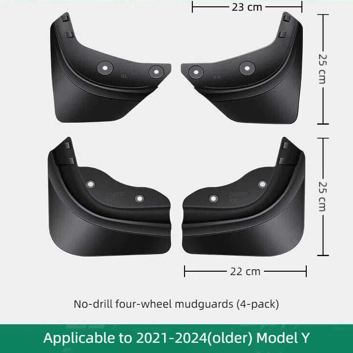 Mud Flaps for Model Y Model 3 Model YL Stay Clean Protect Paint Grade All Weather Splash Guards No Drilling Required Oasis Select Model Y 2020-2024