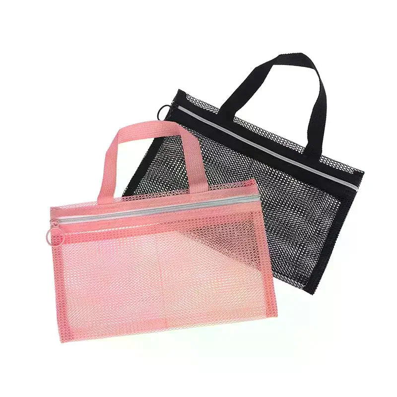 Pink Mesh Multi-pocket Mini Makeup Bag Swimming Bag Portable Travel Storage Bag Portable Bath Bag One Pack Oasis Select