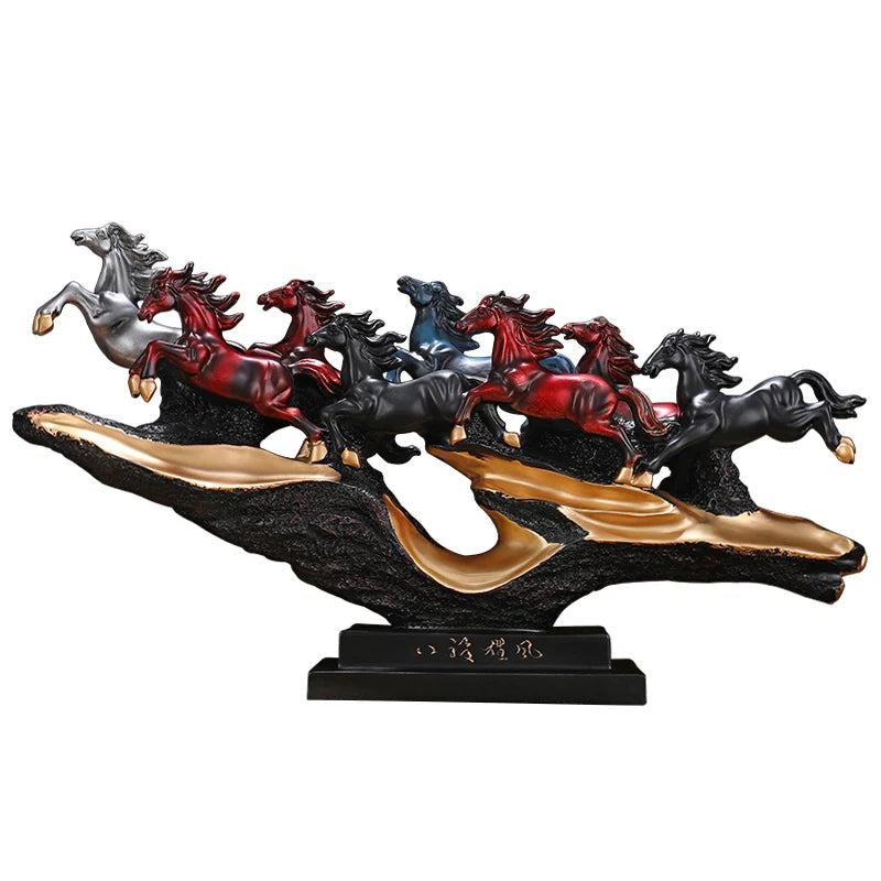 Painted eight horse decorations Chinese Zodiac horses modern Chinese Style TV cabinets porch office decorations Oasis Select