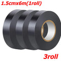 6m/roll Black Electrical Tape High-Temperature Resistant Electrical Tape Durable Soft Insulating Adhesive Electrical Tape Oasis Select 3roll(18m)