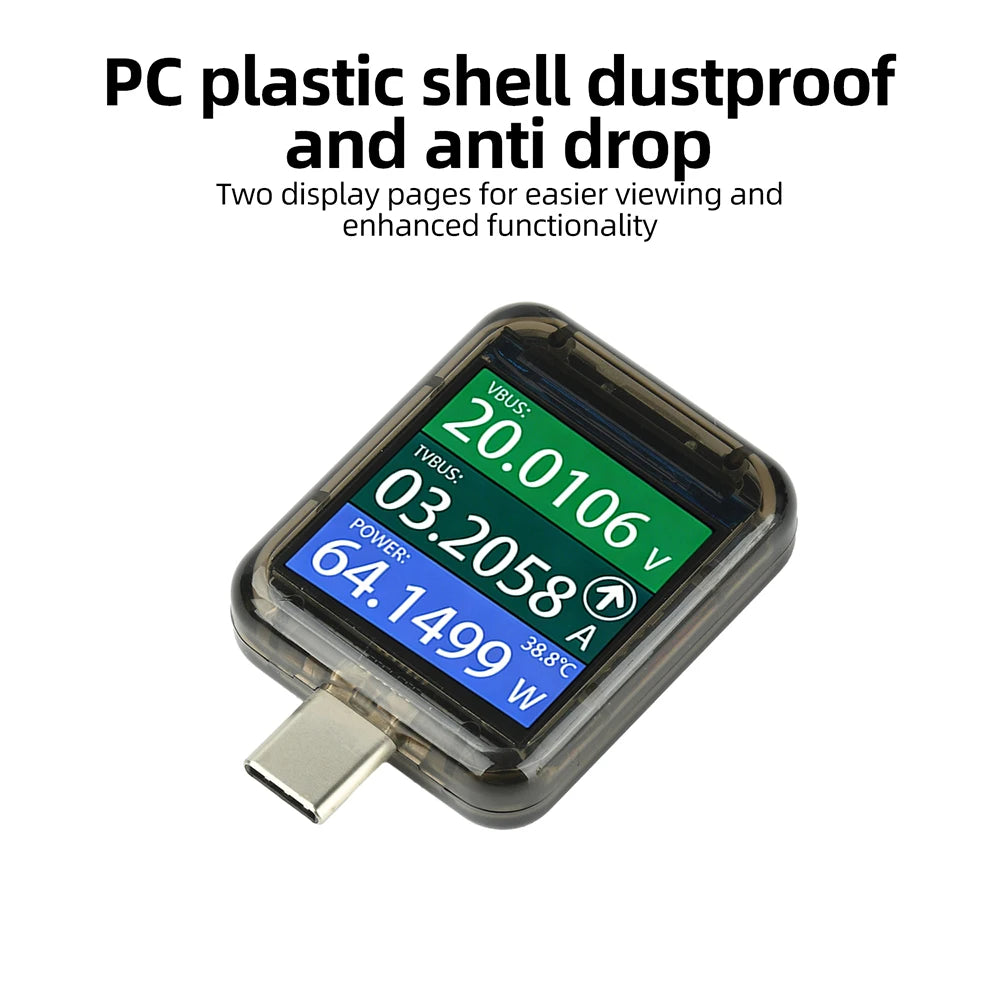Type-C Power Meter Voltmeter Current Charging Power Detector DC4.5-48V 6A Battery Tester USB Fast Charge Detection Trigger Oasis Select