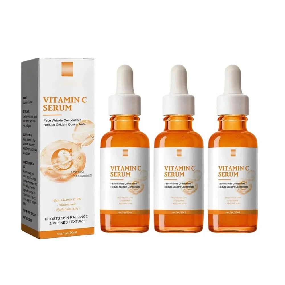 Vitamin C Wrinkle Remover Face Serum Lifting Firming Fade Fine Lines Anti-aging Essence Whitening Brighten Nourish Skin Care Oasis Select 3pcs