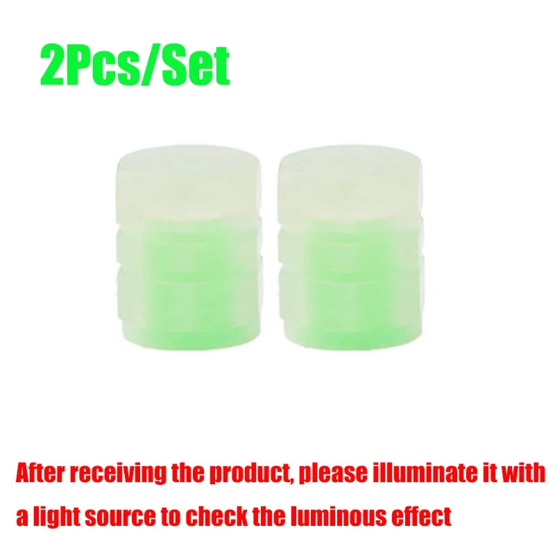 Blue Luminous Valve Cap Plastic ABS Luminous Tire Valve Cover Tires Accessories Tyre Stem Covers Applicable Car Motorcycle Bike Oasis Select Green-2Pcs
