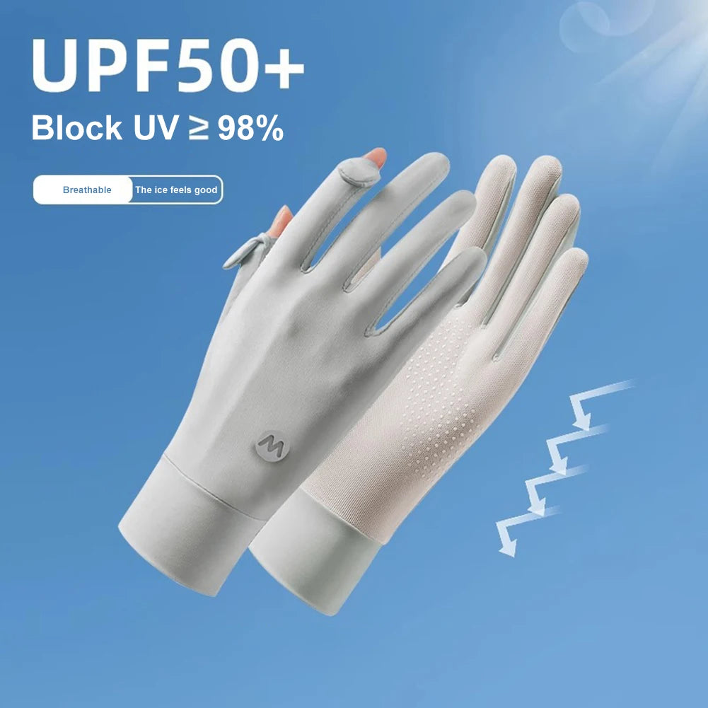 Women's UPF50+ UV Sun Gloves – Ice Silk Touchscreen Cycling UV Sun Protection Gloves Oasis Select