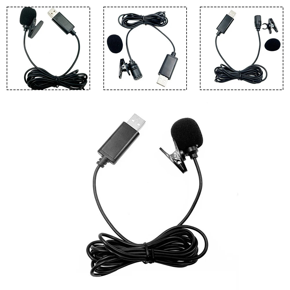 In-Car Recording Smartphone External Microphone Collar Clip Microphone 2m Black 360 Omni-Directional Audio Hands-Free Use Oasis Select