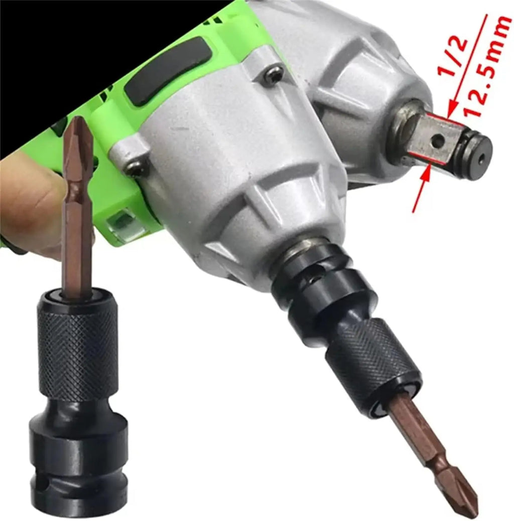 Impact Wrench Adapter 1/2 to 1/4 Hex to Square Socket Adapter Impact Grade Bit Holder for Cordless Drill Power Tools Oasis Select