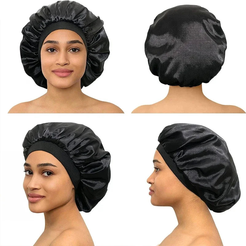 1 Large Satin Headband, Silk Headband for Sleeping, Sleeping Hat with Elasticized Soft Strap, Women's Hair Care Shower Cap Oasis Select